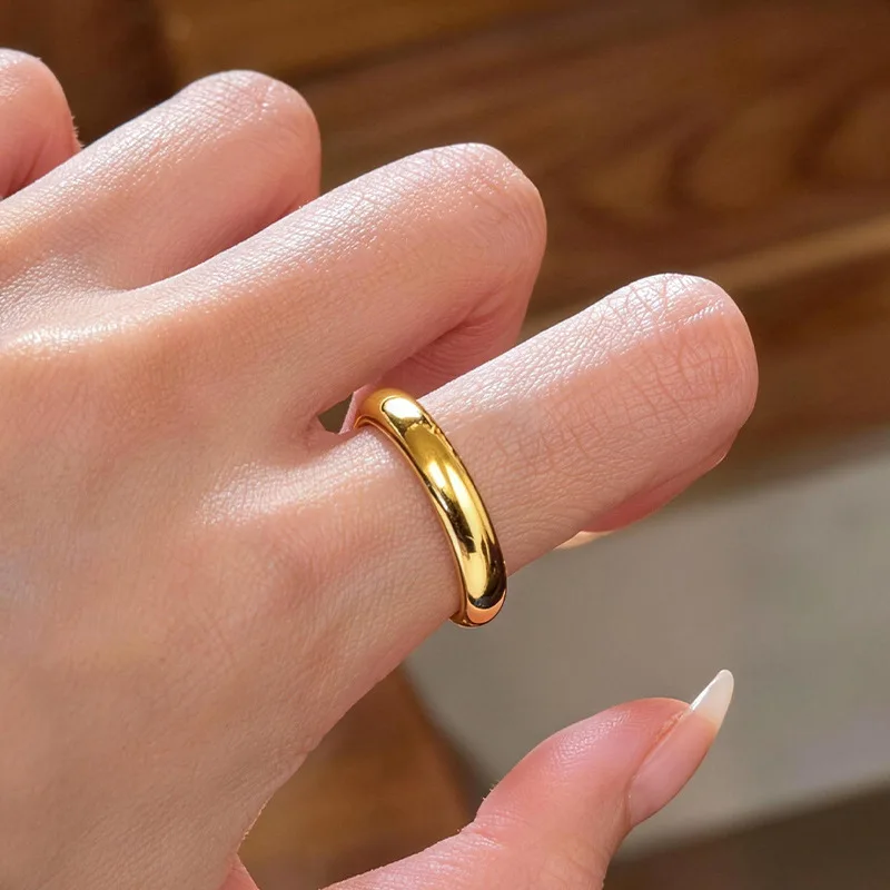 Commute & Casual Versatile Bright 4mm Closed Ring For Men & Women 24K Gold AU999 | Fit all occasions, easy to match
