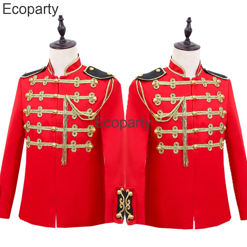 Mens Medieval Renaissance Prince Cosplay Costume Red Deluxe Europe Royal Court Blazer Jacket Navy Captain Officer Sailor Costume