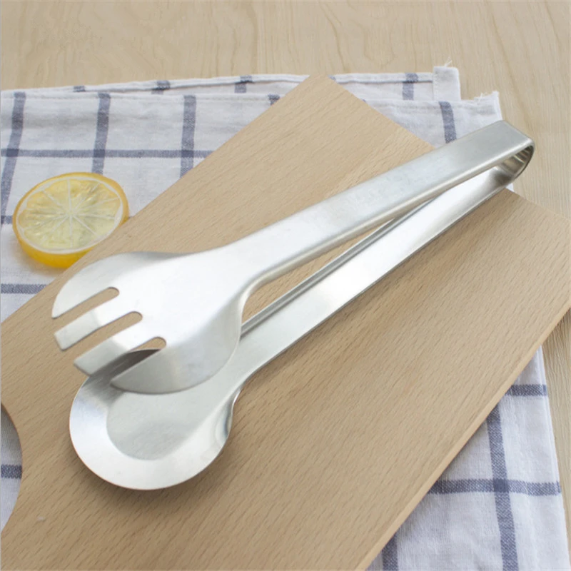 

1Pc Food Tong Stainless Steel BBQ Non-Stick Cake Clip Bread Salad Fork Buffet Kitchen Cooking Tool