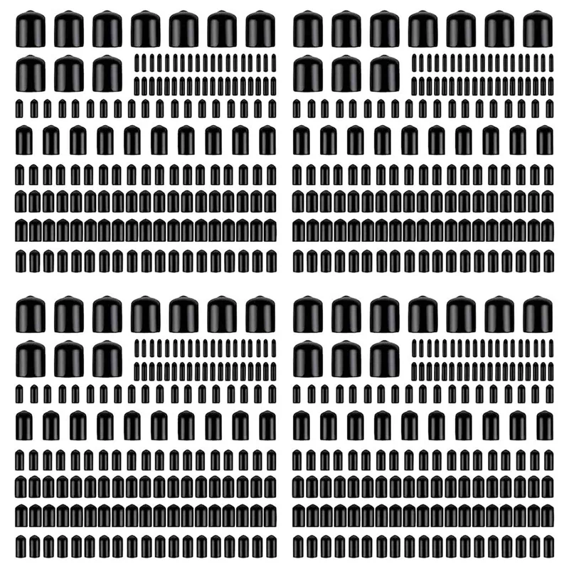 

A84X-640Pcs Assorted Size Rubber End Caps, Flexible Screw Thread Protector Caps Round Vinyl Bolt Screw Cover Caps In 9 Size