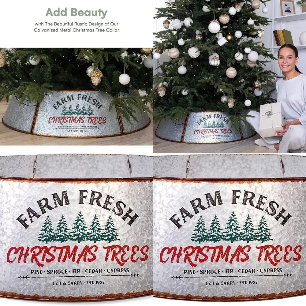 

Adjustable Galvanized Metal Christmas Tree Skirt - Fits Trees Large to Small