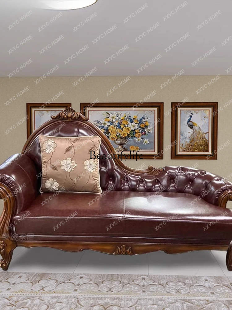 

A American solid wood classical carved luxury living room sofa chair, atmospheric European style