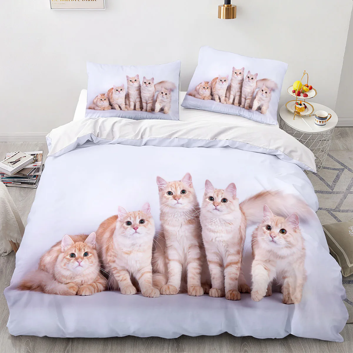 3D Printed Animal Cat Bedding Set Boys Girls Twin Queen Size Duvet Cover Pillowcase Bed Kids Adult Fashion Home Textileextile