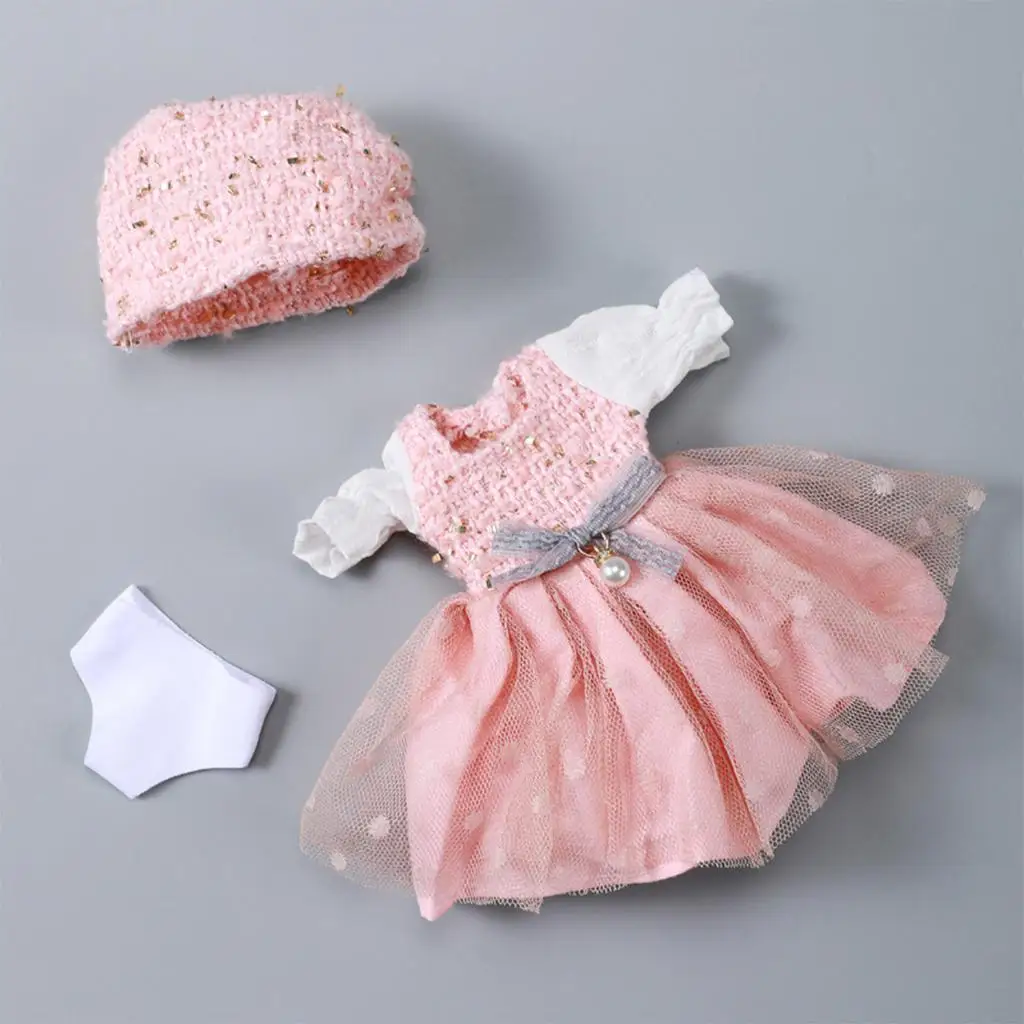 Handgemaakte 12 inch poppenkleertjes jurk set stoffen outfit met hoed en ondergoed voor BJD poppen 1/6 dagelijkse dressing