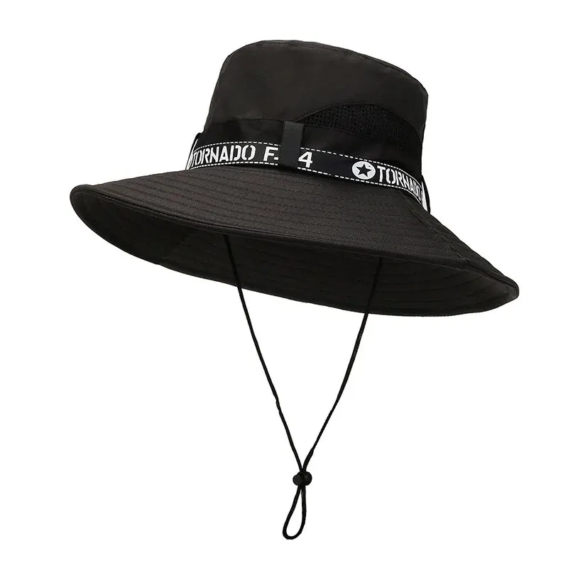 New Hot Selling Spring Summer Bucket Hat Men\'s Solid Color Big Brim Sun Hat Women\'s Folding Fishing Mountaineering Outdoor Hat