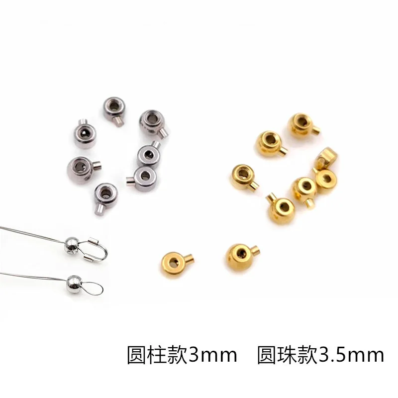 30pcs Stainless Steel Stopper Beads Crimp End Beads for Wire Stopper Rondelle Beads PVD Coating Golden DIY Jewelry Accessories