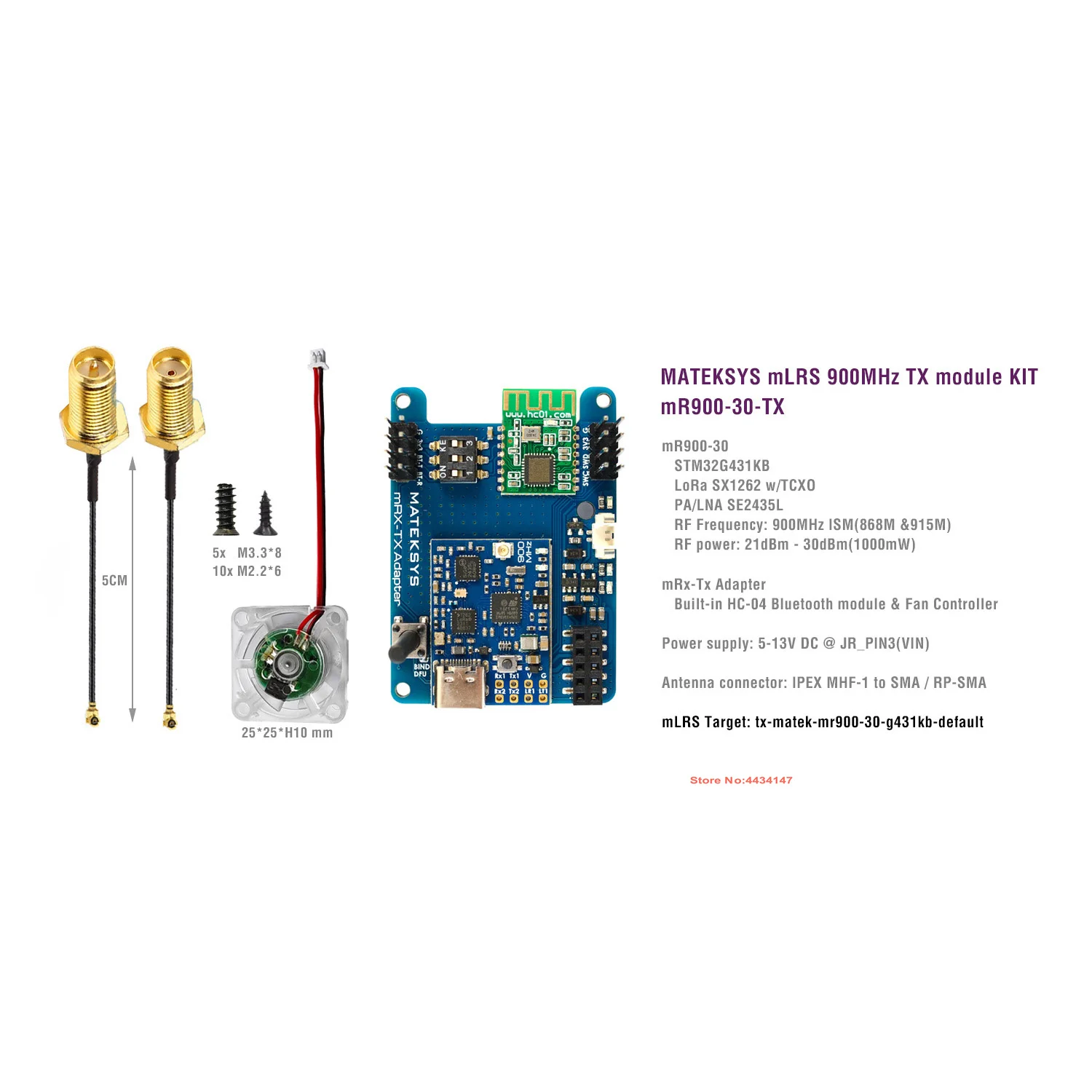 MATEK MATEKSYS MLRS MAVLINK 900MHZ TX MODULE KIT MR900-30-TX / MLRS MAVLINK 900MHZ RECEIVER MR900-30-RX For long Range RC Drone