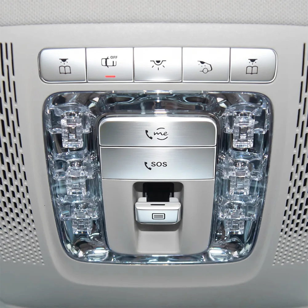 

Для Mercedes GLB 2020-2026: Комплект потолочных выключателей и ламп для чтения (8 шт.), ABS-пластик, серебристая отделка