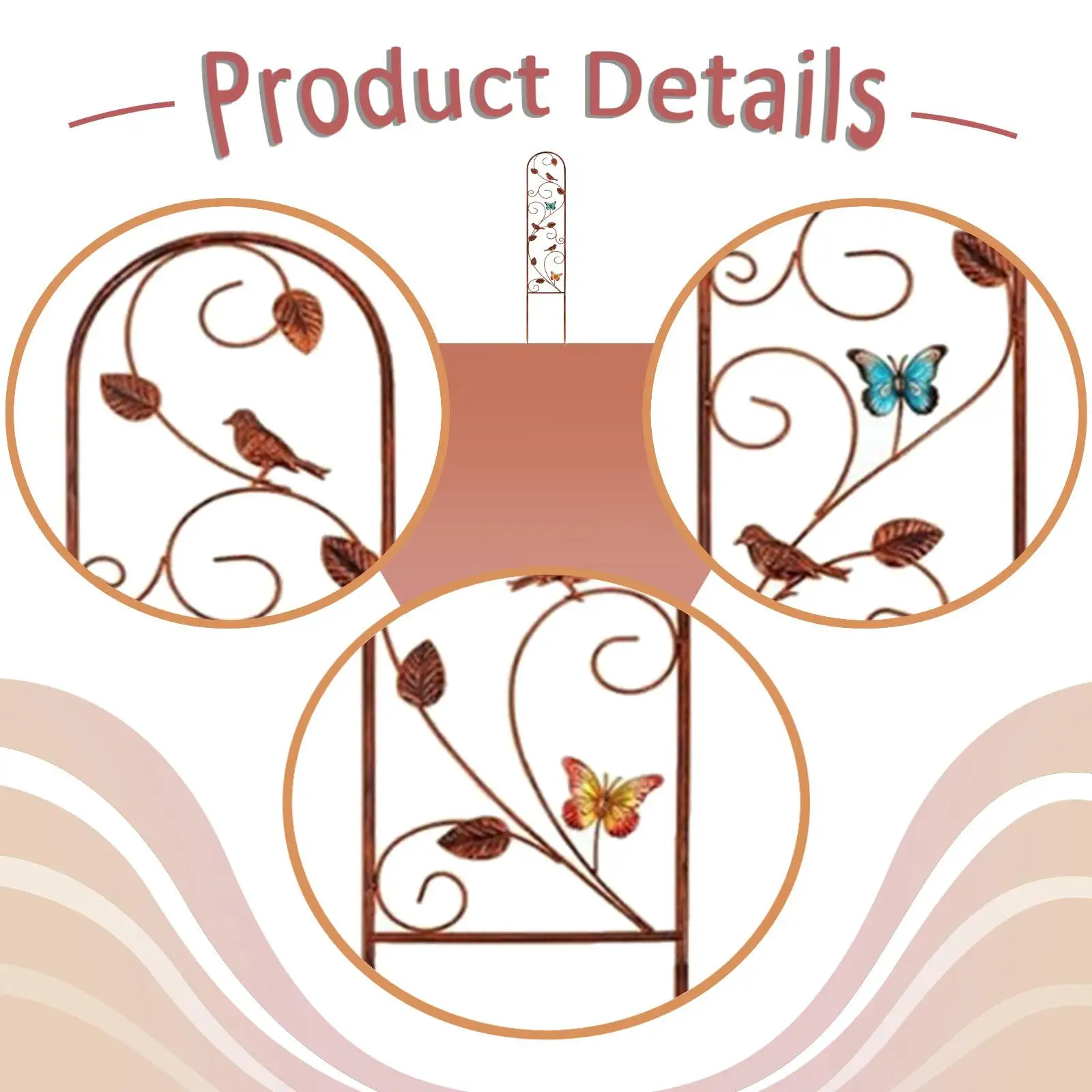 Garden Trellis for Climbing Plants Plant Support Multipurpose Iron Art Ornament for Yard Courtyard Roses Vines Cucumbers