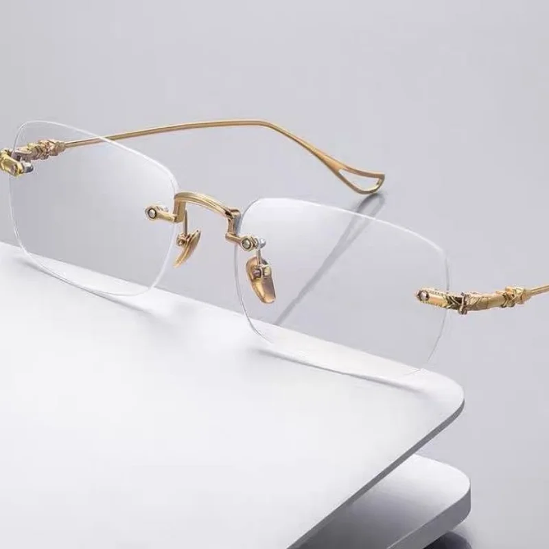 

New Fashion Men Women Rimless Reading Glasses Anti Blue Light Bifocal Far Near Magnification Eyewear Presbyopic Glasses +1.5+4.0