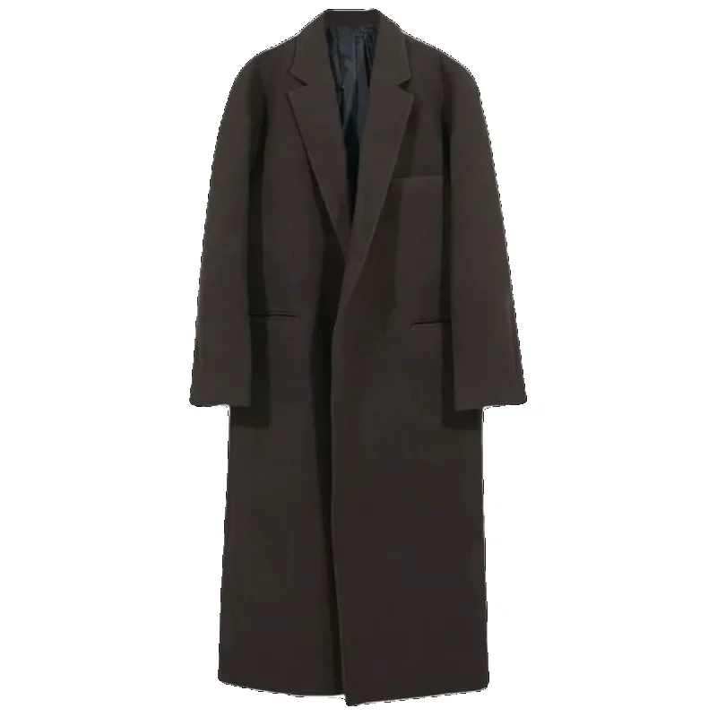 Korean Version Winter Trend Thick Woolen Coat Men's British Style Casual Extra Long Coat