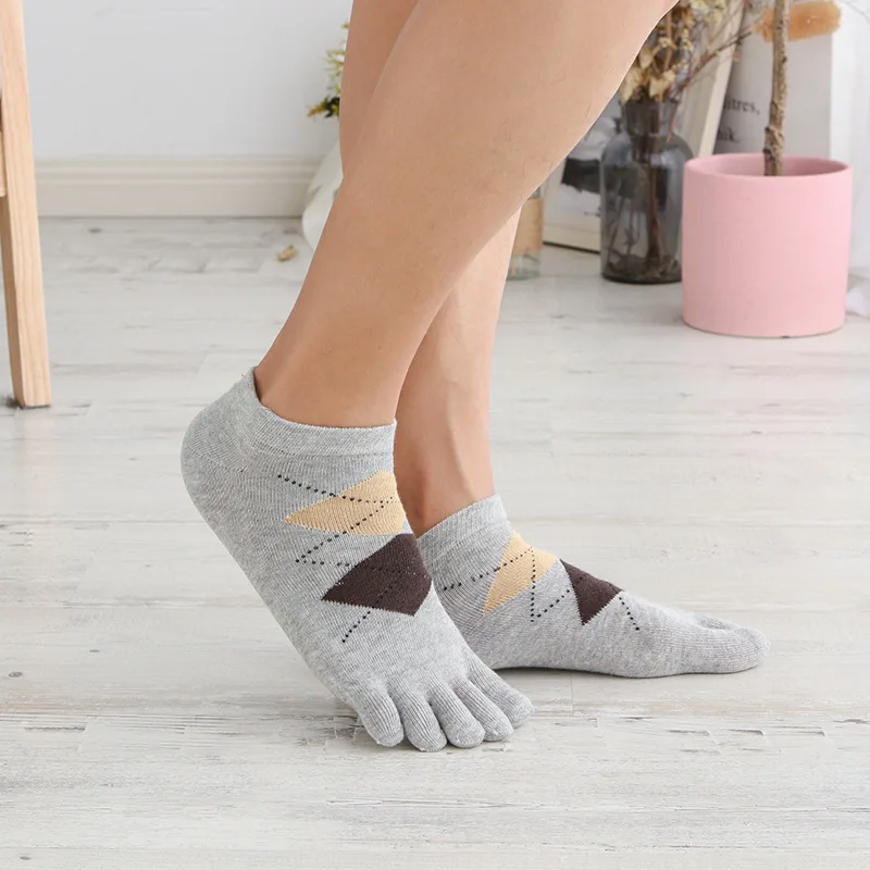 Five Finger Ankle Socks For Man Combed Cotton Toe Socks  Sport Socks With Toes  Coffee Black Toe Sox