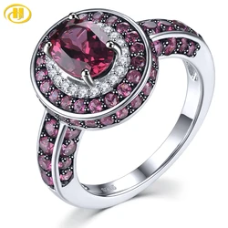 Natural Rhodolite Garnet Solid Sterling Silver Rings 3.2 Carats Romantic Fine Jewelry Design S925 Rhodium Women Anniversary