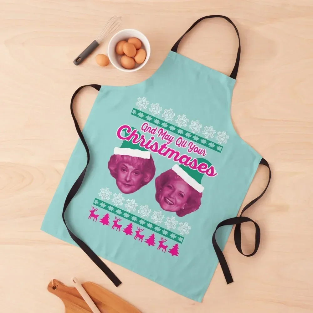 

Golden Girls Bea Merry & White Christmas Apron christmas decoration Customizable Womens Dresses Apron