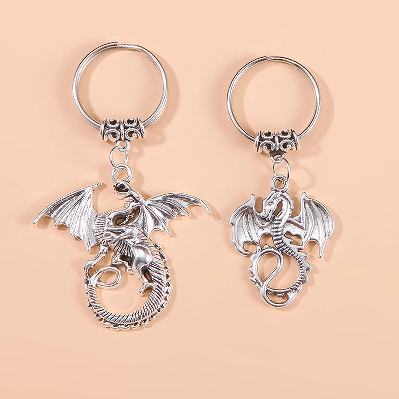 Fashion Alloy Keychain Vintage Dragon Pendants Keyring Retro Jewelry Car Key Chain Bag Charms Decoration Souvenir For Men Gift