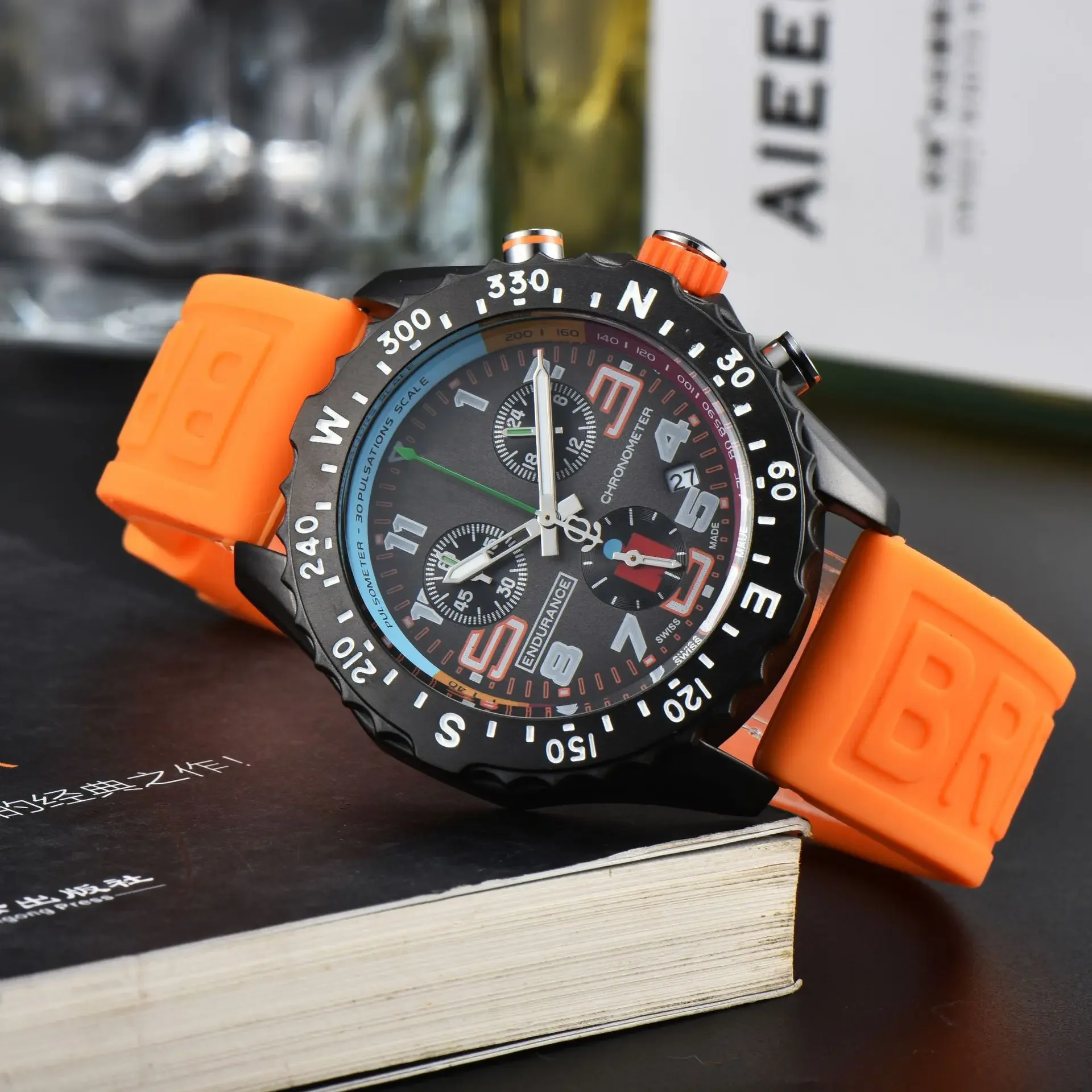 メンズ高級ビジネス クロノグラフ腕時計 - 多機能クォーツ、耐久性のある日付表示、AAA+クオリティ、プロフェッショナルスタイル