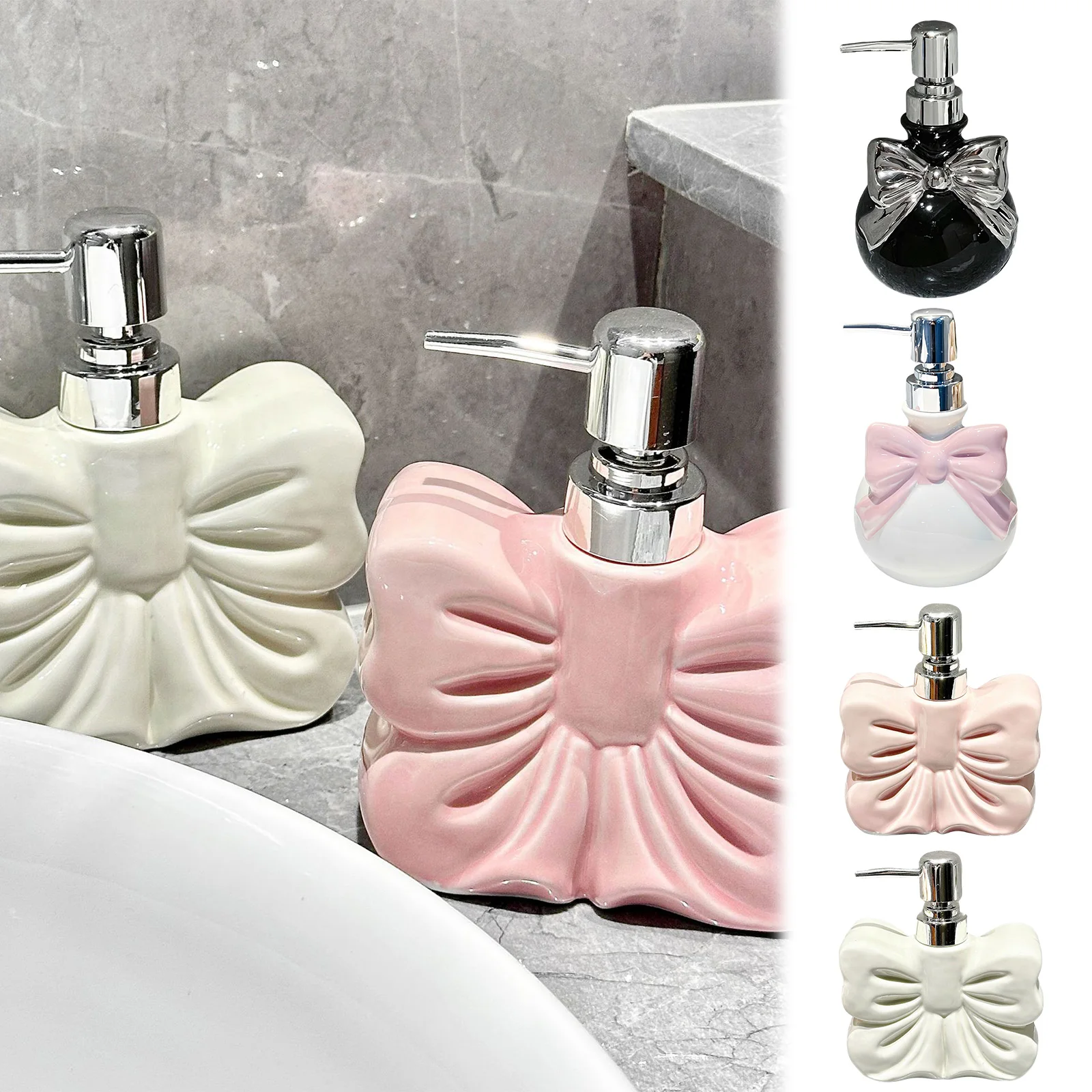 

Refillable Soap Dispenser, Ceramic Shower Bottles Cloud Press Pump Bottle Dispenser Refillable Liquid Soap Dispenser for Bathroo