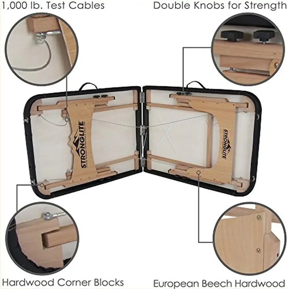 Portable Massage Table Package Beech All-In-One Treatment Table w/ Adjustable Cradle Pillow Carrying Case Lightweight Vinyl