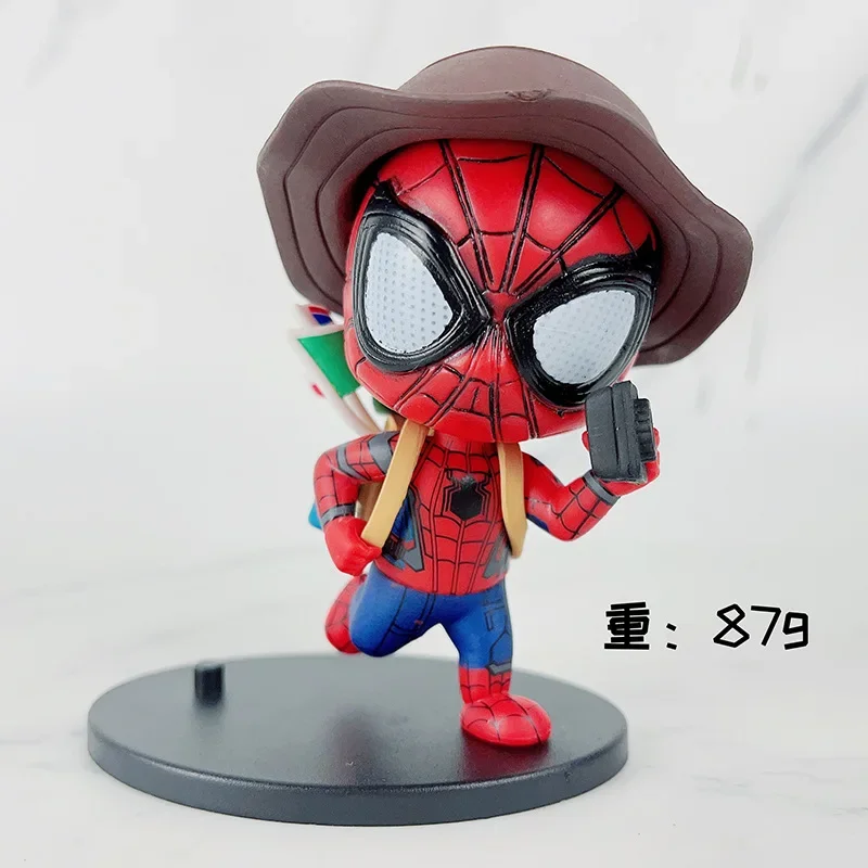 Disney Spider-Man Figures Anime Figures Wholesale Q Version Spider-Man Fighting Travel Model Ornaments Cute Doll Gifts