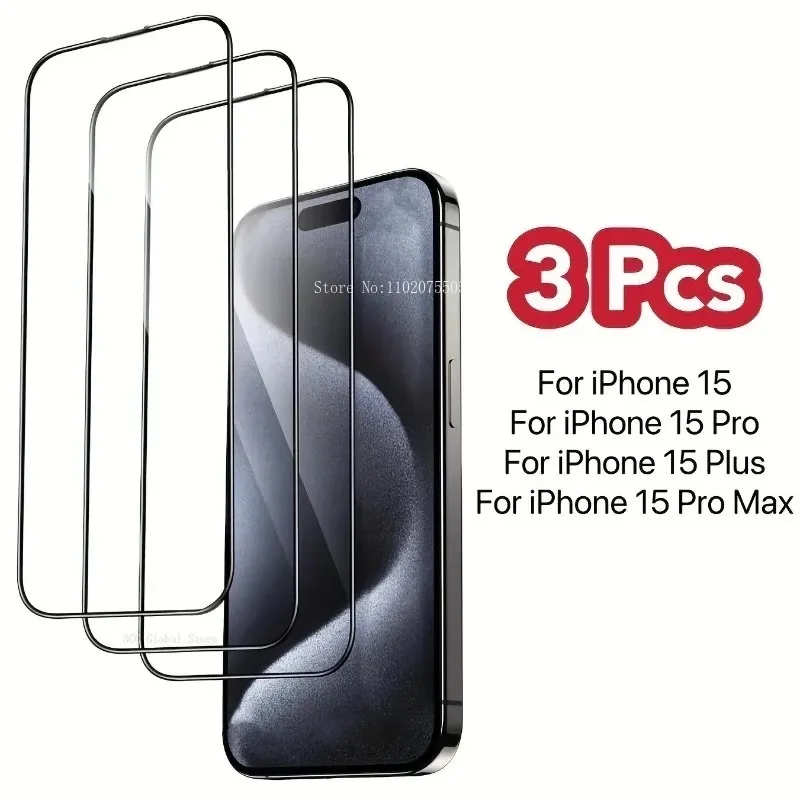 

3Pcs Tempered Glass For iPhone 11 12 13 14 15 Pro Max Screen Protector For iPhone XR XS Max 6 7 8 Plus SE 20 22 Glass Film