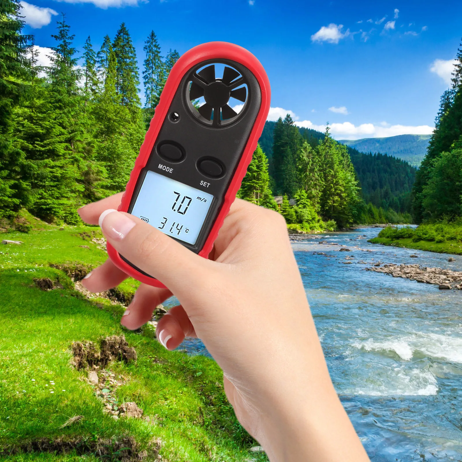 

Handheld Anemometer LCD Backlight Display Portable Digital Wind Speed Meter Gauge for Outdoor Sailing Fishing Drone Flying