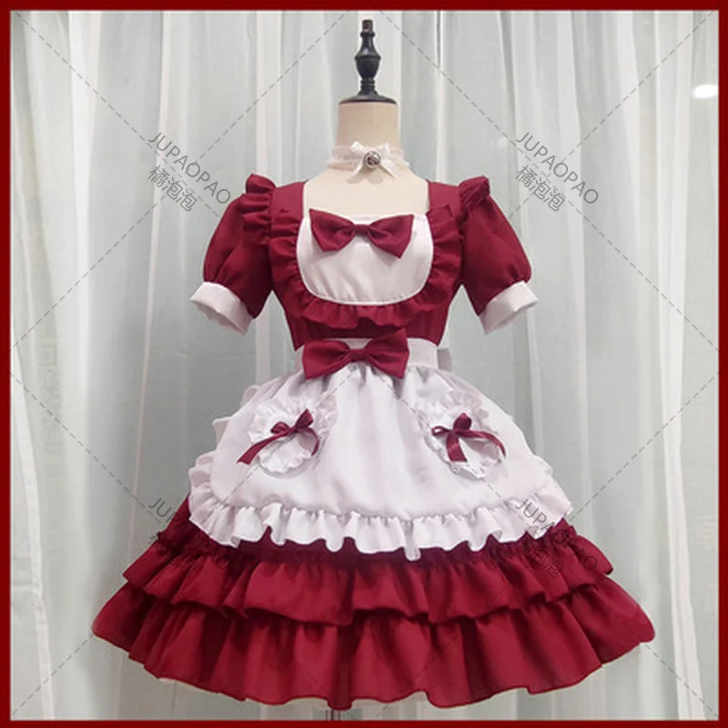 Robe de femme de chambre rose Lolita sexy pour femme, douce robe japonaise Kawaii, costume de jeu en plis, cosplay de fête d'Halloween, vêtements Anime Kawaii