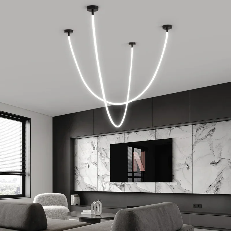 

2025 Minimalist Hose Chandelier Lamps Silicone Light 360 Degree Lighting Living Room LED Hanging Lamp For Dining Room Kitchen Lu