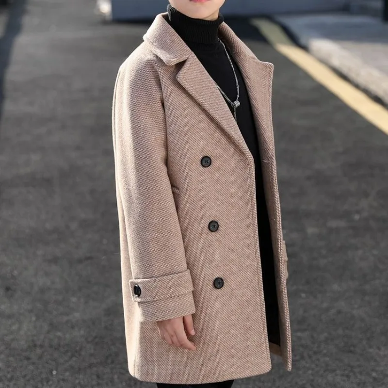 Kids Boy's Autumn Winter Quilted Wool Coat Mid Weight Trench Coat British Style Warmth Cold Resistance