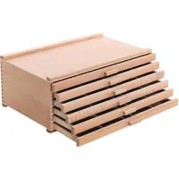 U.S. Art Supply 6 Drawer Wood Artist Supply Storage Box - Pastels, Pencils, Pens, Markers, Brushes