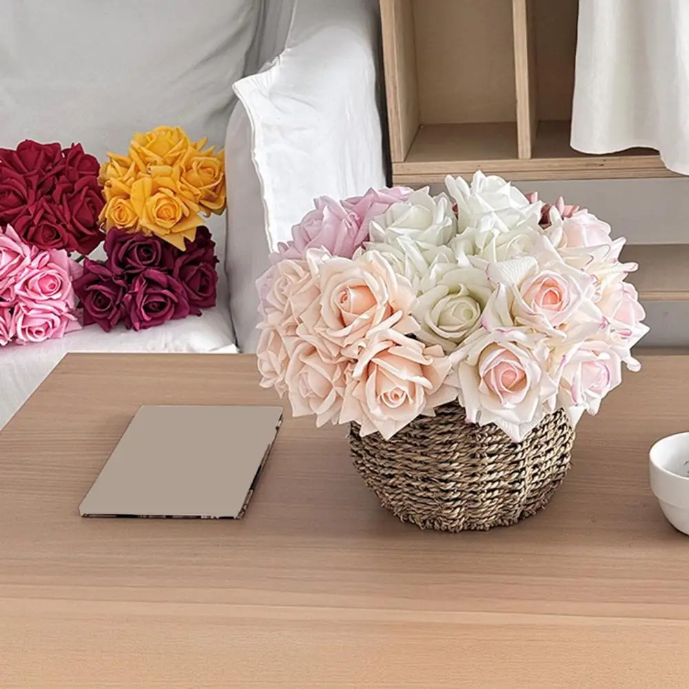 

5 Bundles Real Touch Rose Flower Artificial Rose for Bridal Bouquet Home Office Wedding Party Decor Indoor Floral Arrangements