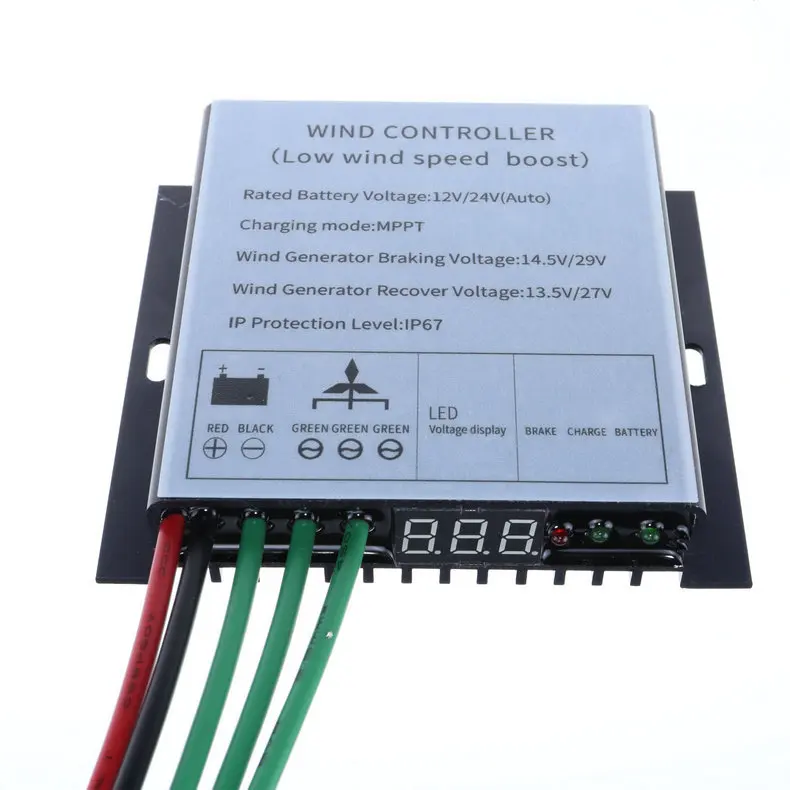 800W Mini MPPT Wind Turbine Controller 12V 24V LCD Display Regulator Small Generator Power Charge Management System