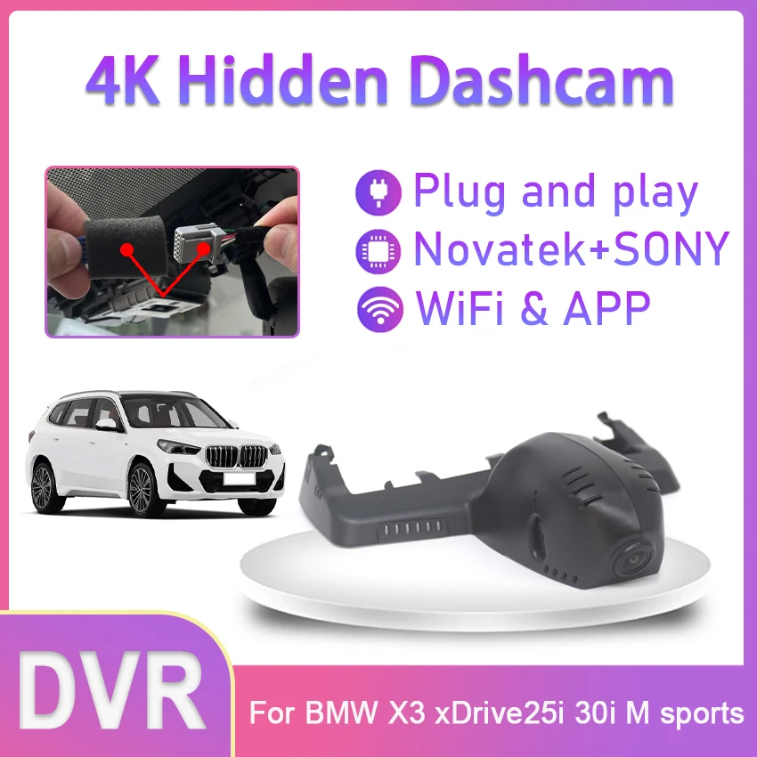 Plug and Play Hidden Car DVR Wifi Dash Cam Driving Recorder Original For BMW X3 xDrive25i 30i M sports 2018 2019 2020 2021 2022