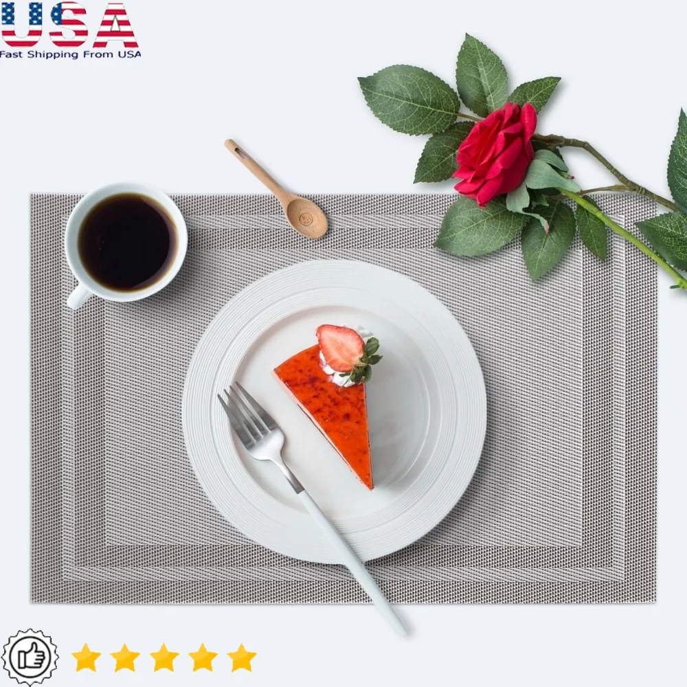 

Виниловые салфетки, набор из 6 термостойких протираемых ковриков для стола из ПВХ, элегантный дизайн, устойчивые к пятнам, прочные кухонные обеденные аксессуары