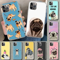 Cute Pug Dog Phone Case Cover For iPhone 11 12 13 Mini 14 15 Plus 16 Pro Max 17 Air 7 8 + SE Art Customized Fundas 11 12 13 Mini