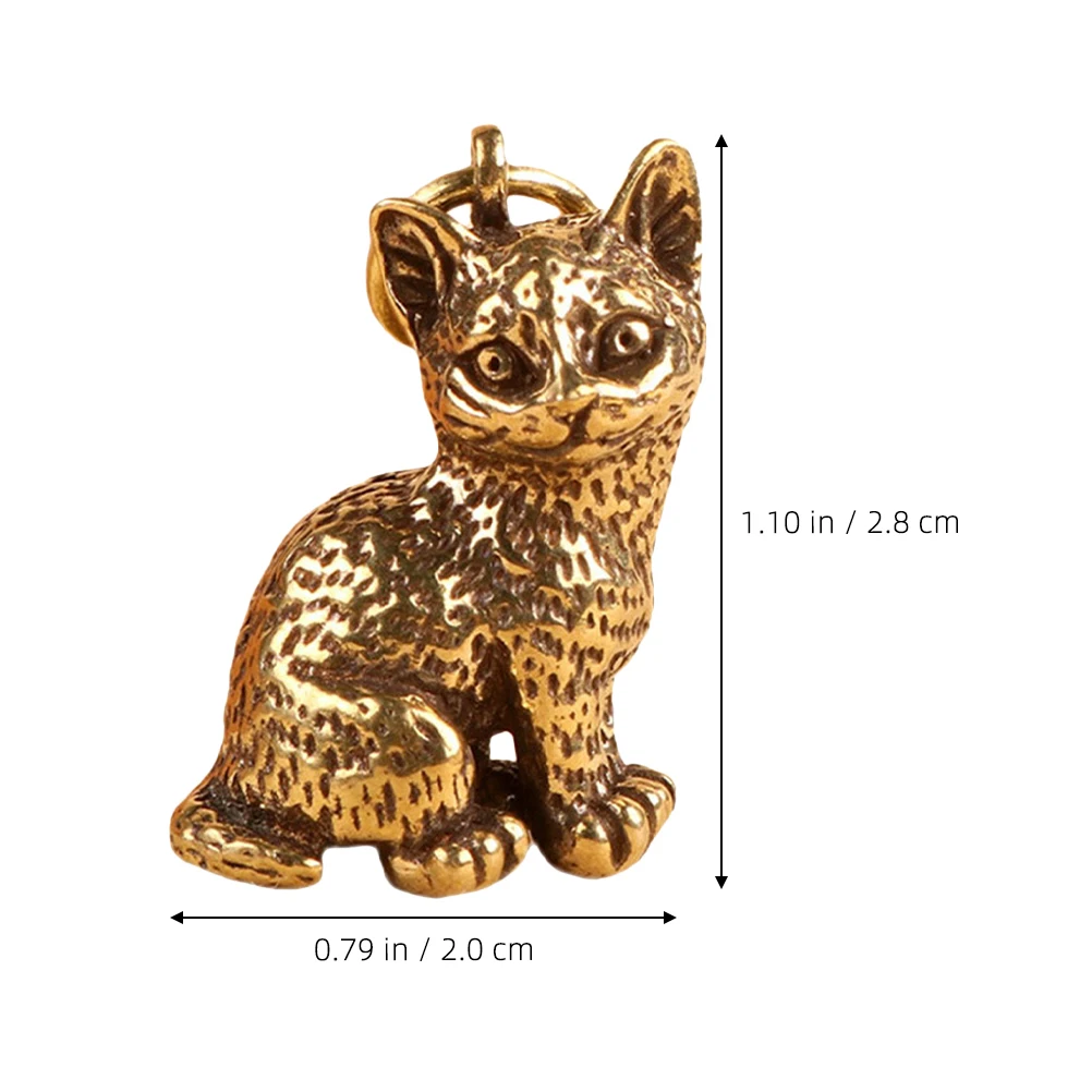 

4pcs Brass Cat Pendant DIY Keychain Decoration Kitten Charm Jewelry Making Small Animal Pendants Craft Hanging Decor Brass