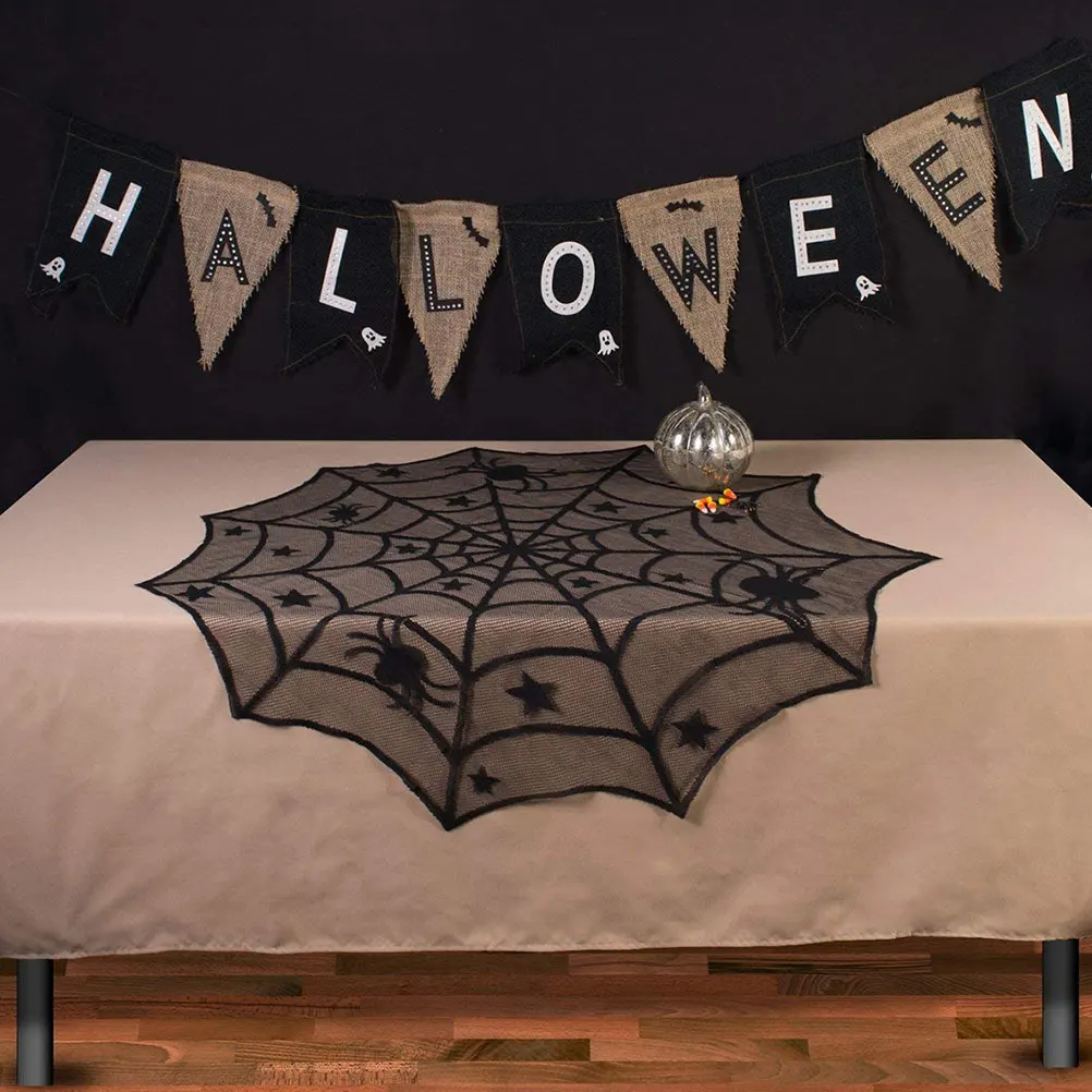 

4 Pcs Tablecloth Halloween Fireplace Black Decoration Washable Party AtmosphereHaunted House Carnival Ghost
