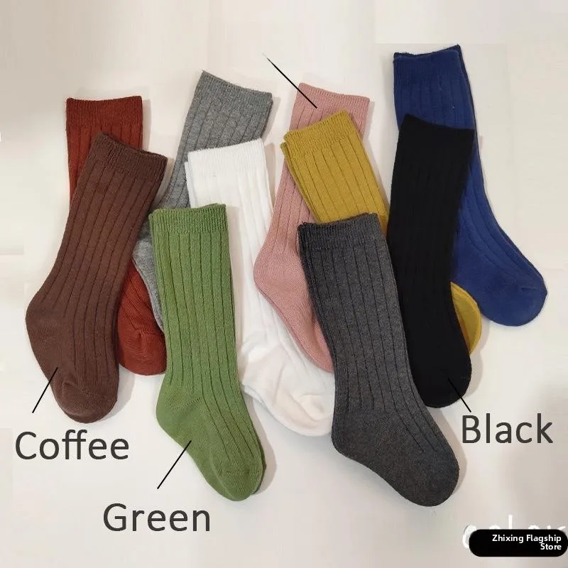 

Baby High Tube Socks Middle Tube Socks Color Yarn Vertical Stripes Autumn Children's Sports Socks Elastic Design Winter...