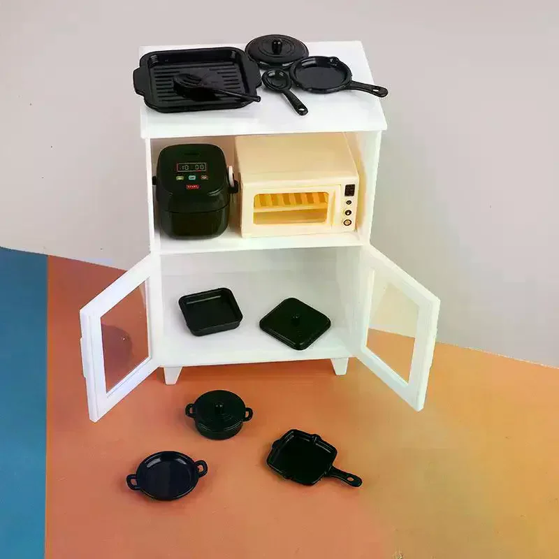 1 Set 1:12 Mini Food Pretend Play Accessores Toy Dollhouse Furniture Model Kitchen Play Kit Miniature Rice Cookers Cabinet