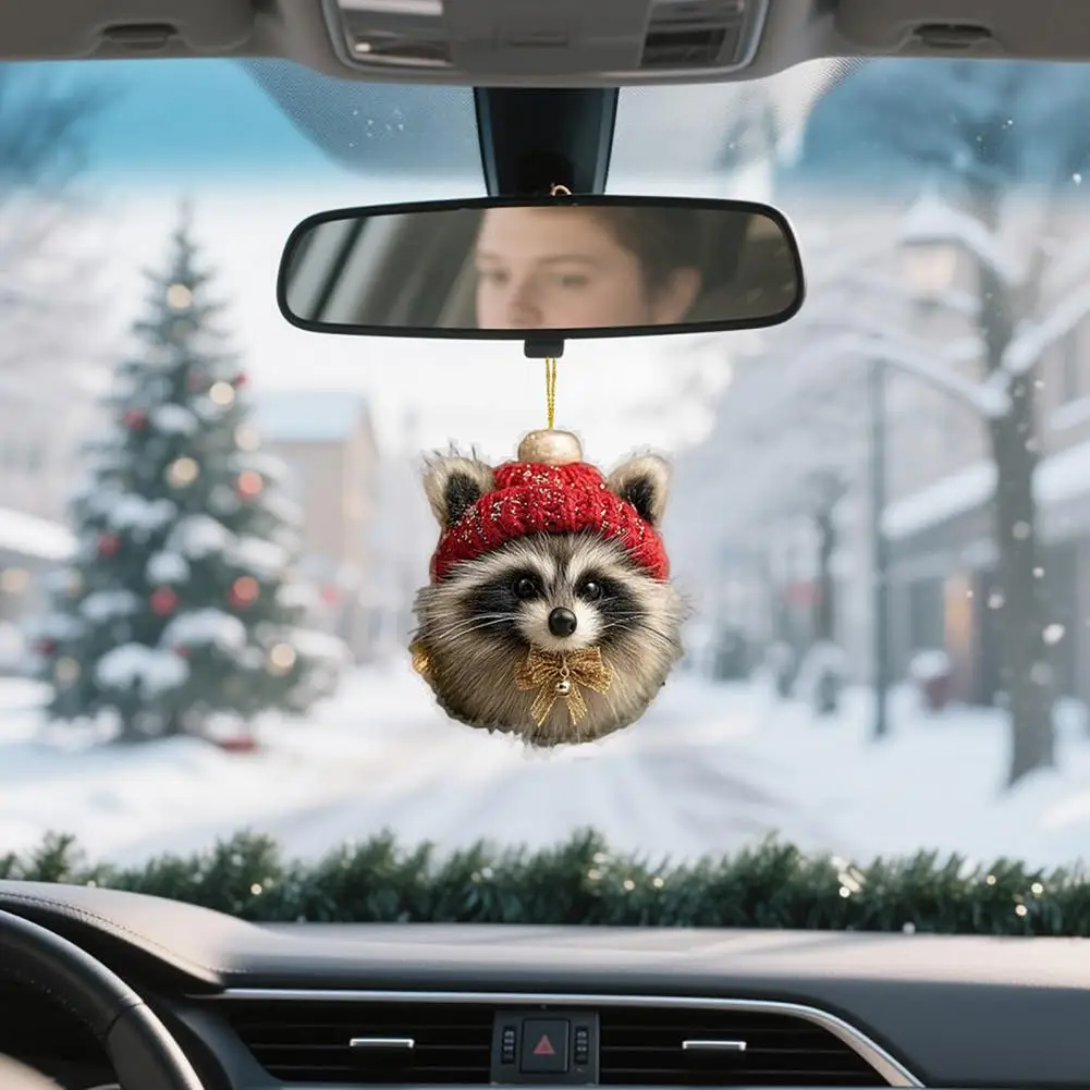 Cat Christmas Ornament Plush Pet Shaped Ornament Christmas Tree Decoration 2d Acrylic Charm for Car Rearview Mirror Lightweight