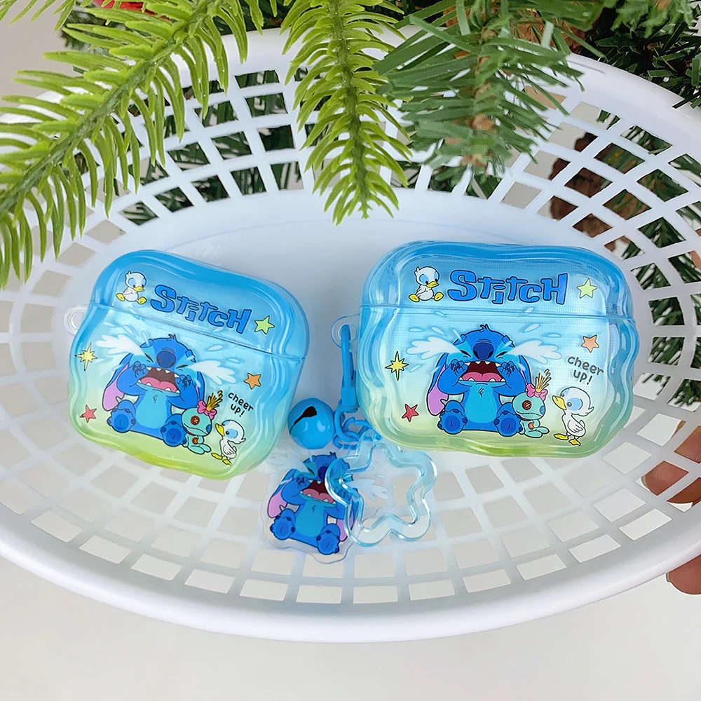 

For AirPods 4 3 2 1 AirPods Pro Pro2 Pro3 Earphone Case 3D For Stitch Couple Cartoon Protective Headphone Box With Pendant Cover