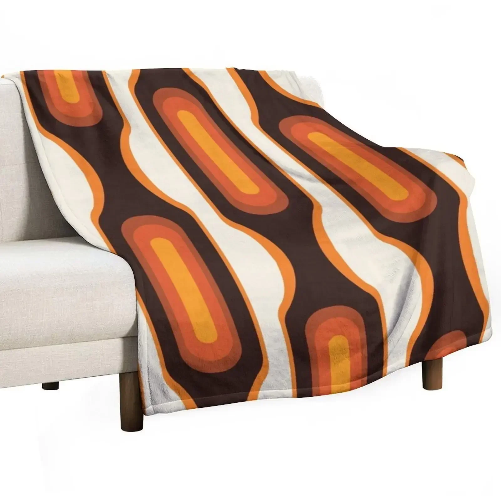 

Capsules Large 1970s Orange Meets Mid Century Modern Throw Blanket Flannels Luxury Blankets