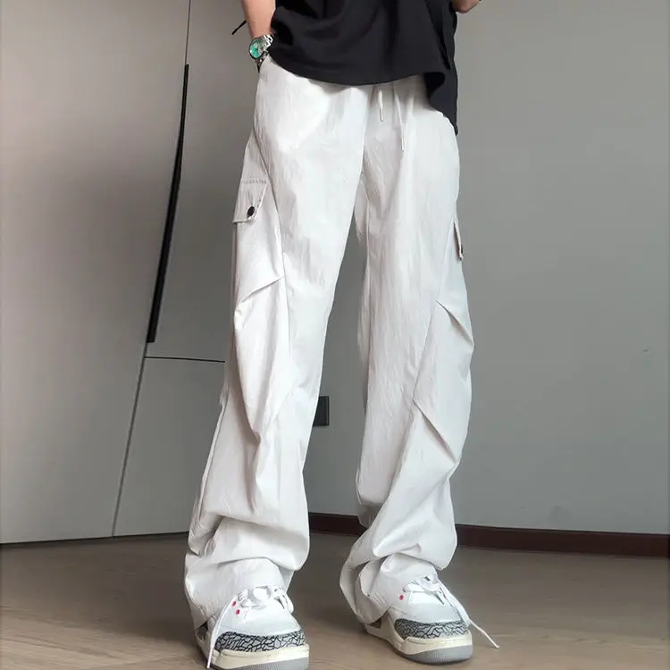 Ice Silk Cool Work Casual Pants Men's Summer Quick-drying American Trendy Brand Straight Loose Functional Micro-flare Pants