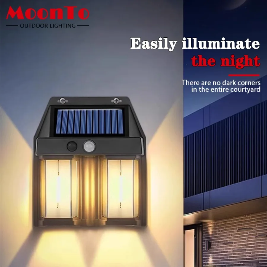 Outdoor LED Solar Tungsten Lamp Motion Sensor IP65 Waterproof Wall Lamp Garden Porch Garage Courtyard Decorative Lighting