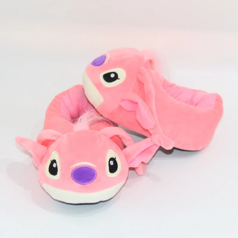 Stitch Angel Flannel Slippers Cartoon Cute Bedroom Floor Shoes Warm Comfortable and Thickened Home Shoes Holiday Gifts Girls Boy