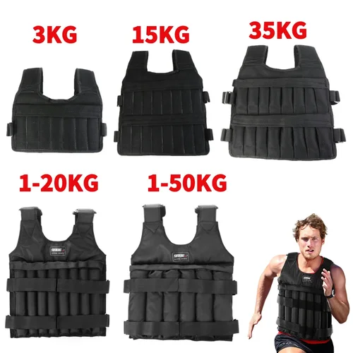 Traje de entrenamiento de pesas de 3/15/35kg, 1-50kg, bolsa vacía, chaleco para correr, chaqueta de peso ajustable, equipo de entrenamiento para trotar