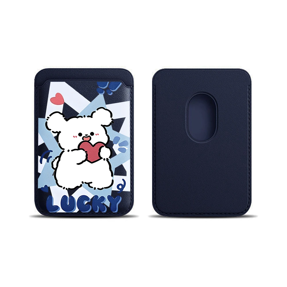 Lucky Puppy Leder-Kartenetui Handyhülle Kartenhalter für Magnetische Hülle Geeignet für alle iPhone Magsafe Karten-Handy-Rückseiten-Taschen – Detail 5