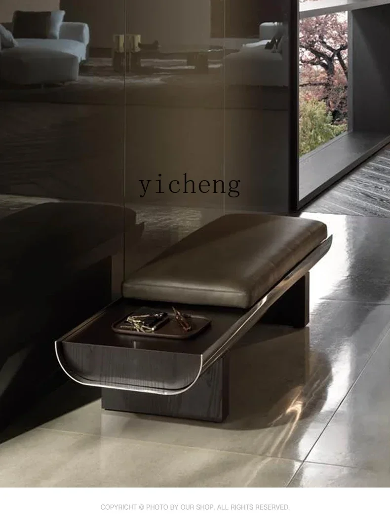 a1 New Villa Large Apartment High-End Leather Shoe Changing Stool Stainless Steel Multi-Scenario Applicable Shoe Changing Stool