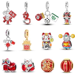 Nieuwe 925 Sterling Zilver Gelukkig Nieuwjaar Serie Lucky Cat God van Rijkdom Bedels Kralen Fit Pandach 925 Originele Armband DIY Sieraden