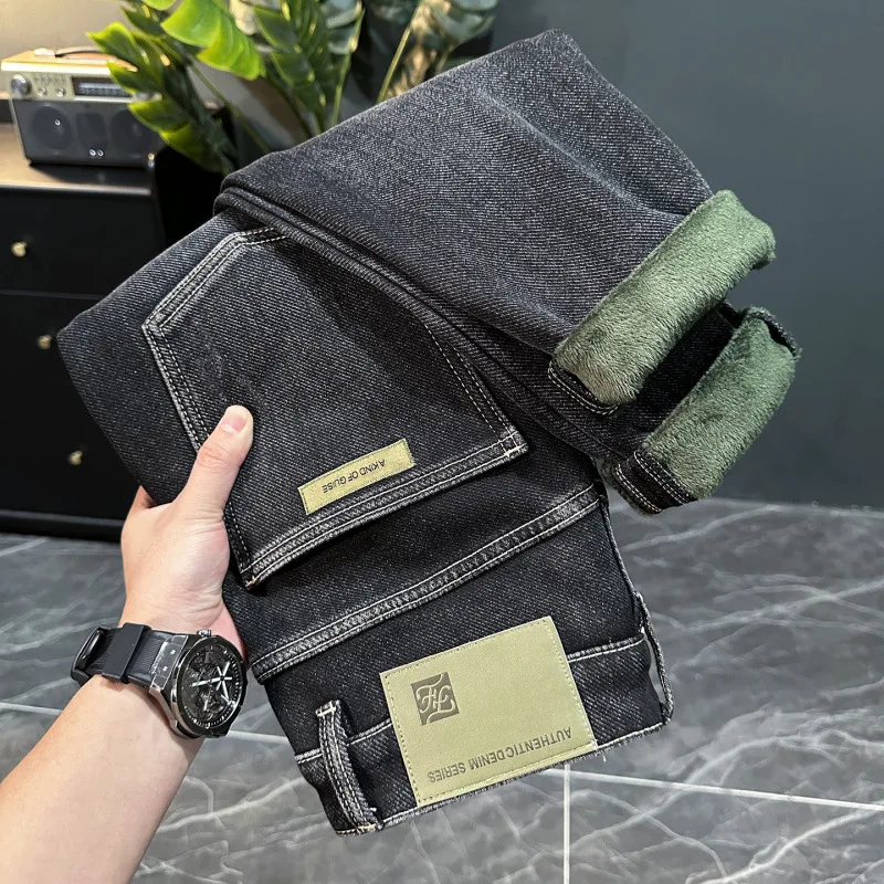 

2025 Winter Fleece-Lined Thickened Jeans for Men, Warm Men's Fashion, Trendy Casual Stretch Slim Fit Skinny Pants