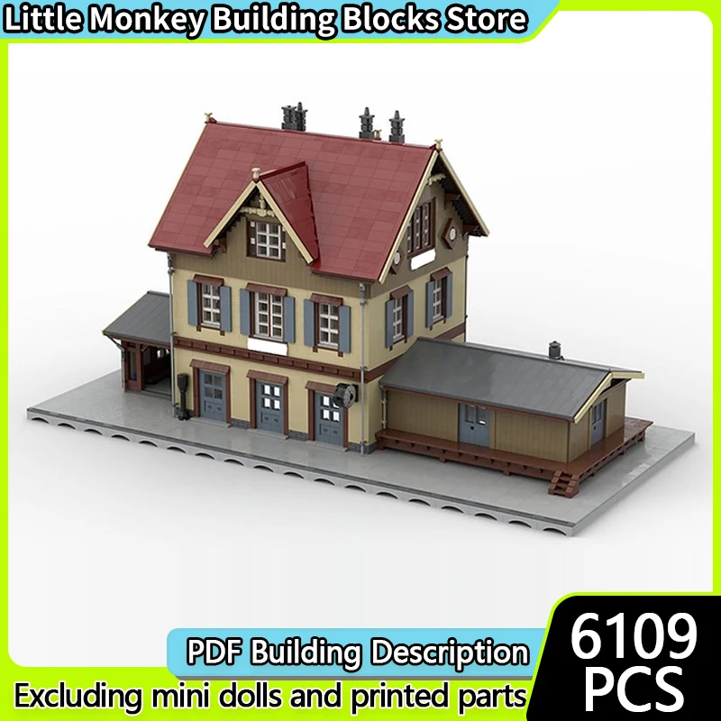 

City Street View Model MOC Building Bricks Railway Train-Station Modular Technology Children Holiday Gifts Assemble Toys Suit